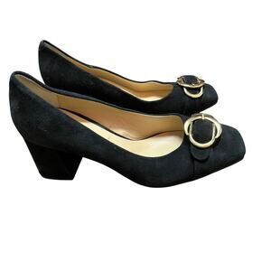 RON WHITE Lailyn Square Toe Pump In Onyx Suede size 7